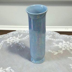 Light blue iridescent ceramic bud vase